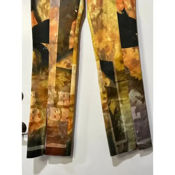 Elliss Orange Sunflower Jeans Print Multi Graphic Size Large NWT Organic Cotton
